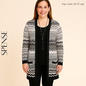 SPENSE KNITS Pointelle Knit Duster-Cardigan, M/L